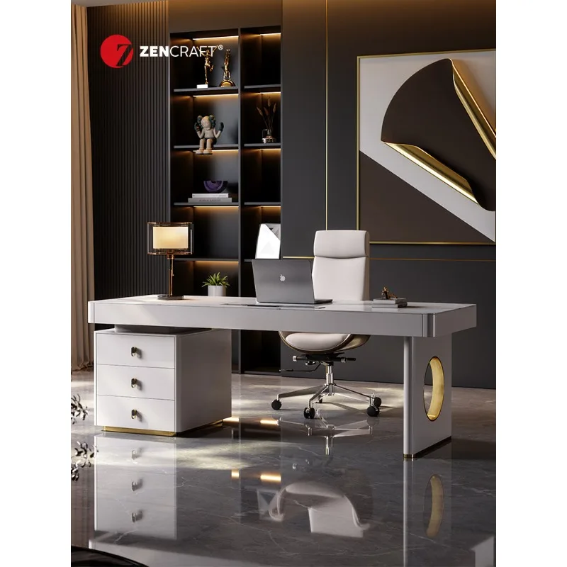 Modern simple rock slab desk light luxury desk designer high-end desktop computer desk