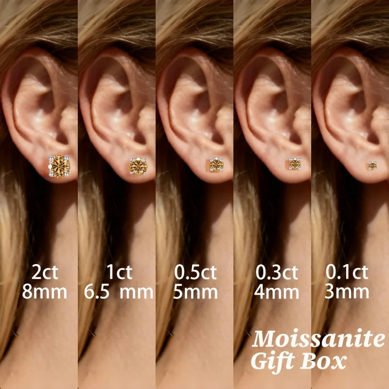 

LAMVOICE jewelry for women/stud earrings with 0.2-4 carat Golden yellow moissanite Hypoallergenic earrings christmas gift for