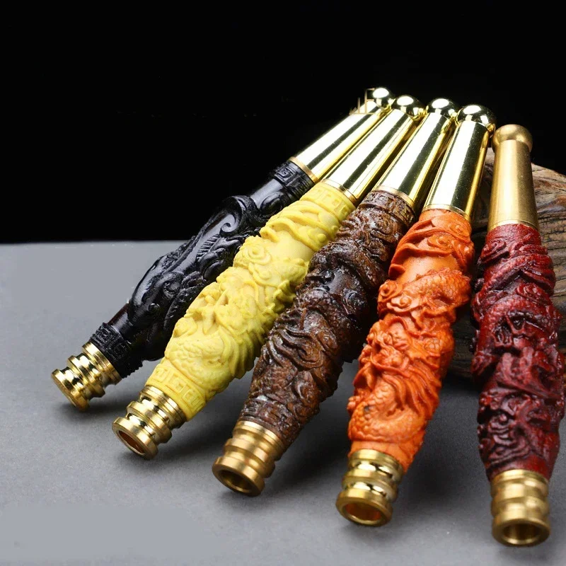 

Деревянный резной держатель для сигарет с драконом. Двойное использование грубого и тонкого сигаретного держателя. Инструмент для рециркуляции смолы.