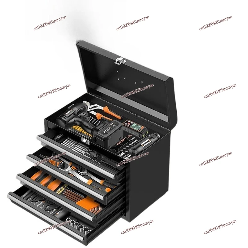 Large Flat Drawer Type Metal Storage Box Toolbox Auto Repair Multi-functional Hardware Large-capacity Storage Box