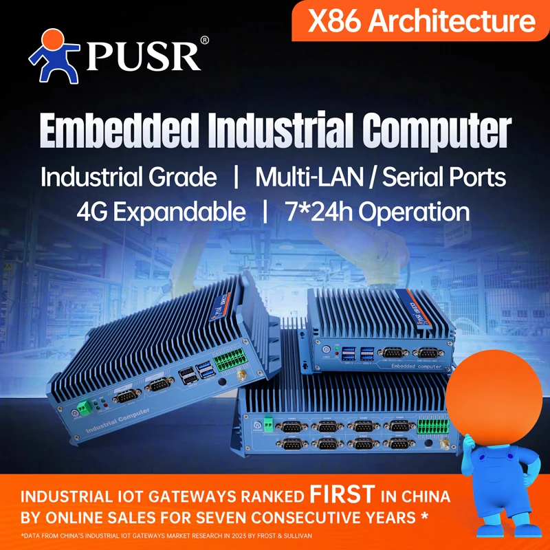 

PUSR X86 Embedded Industrial Computer IoT Controllers Mini Pcs Fanless RJ45 Gigabit Ethernet I3 I5 I7 7200U All in One Pc USR-EC