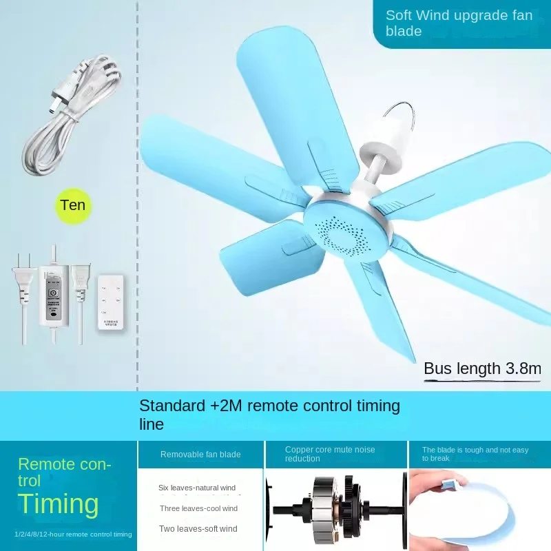 Kipas angin plafon listrik Mini 220V, peralatan pendingin rumah tangga, angin kuat portabel