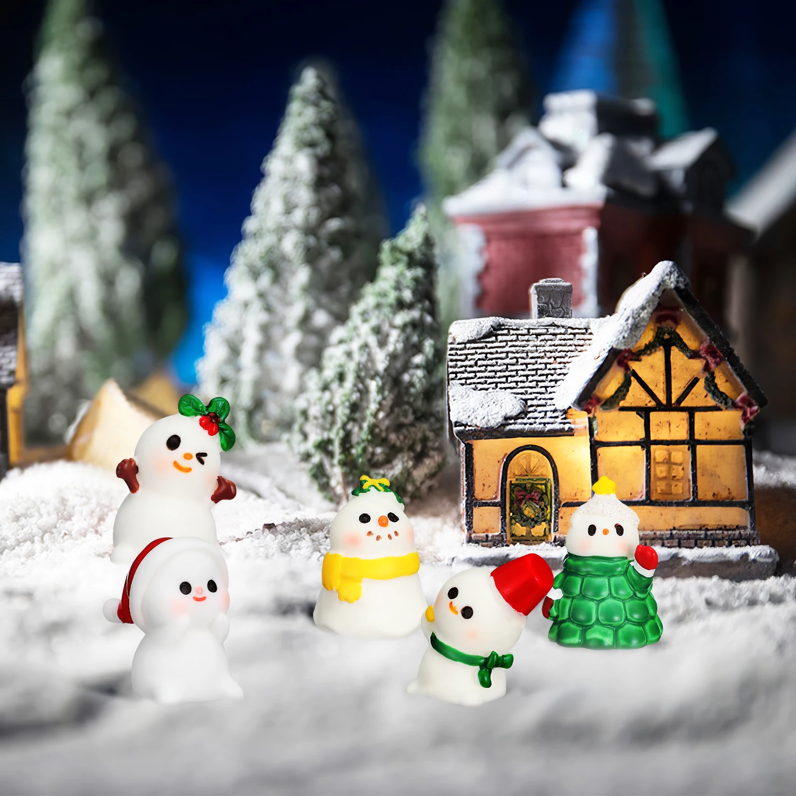 

36Pcs Christmas Mini Resin Snowman Santa Ornaments Decor for Table Shelf Mini Holiday Garden Scene Decoration Tiny Figurines