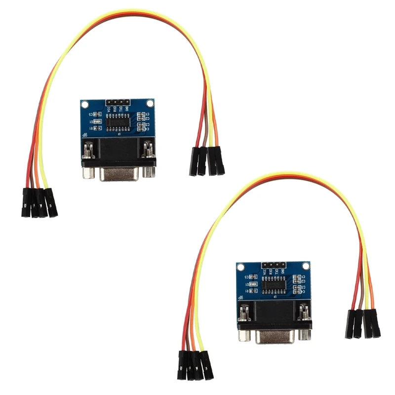 2X MAX3232 RS232 Serial Port To TTL Converter Module DB9 Connector W/ 4 Jump Cables-[A51I]