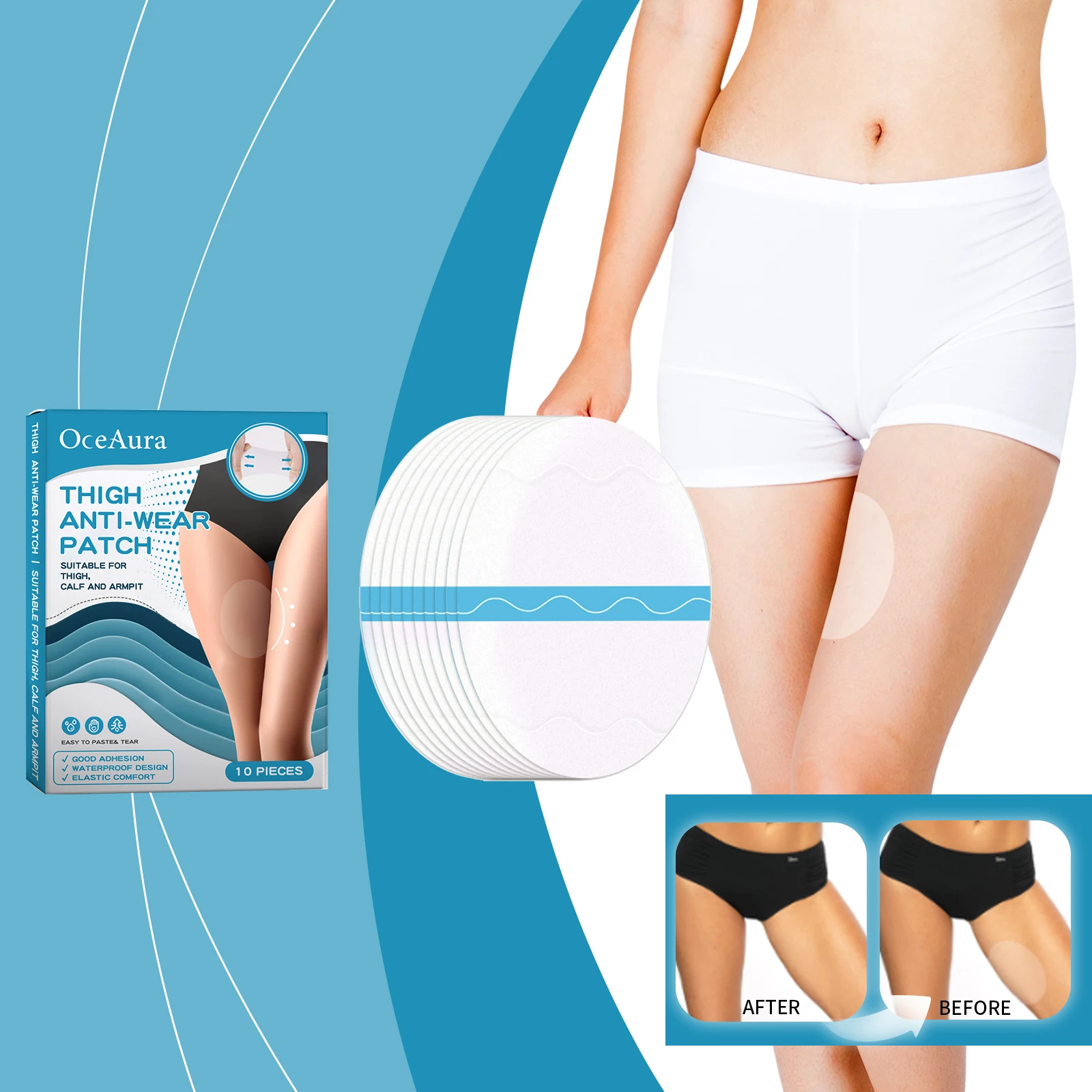 10/20pcs Anti-Friction Thigh Tape Invisible Patch Sweat Absorption Anti-Chafing Thigh Pad Sticker Anti Rubbing Sticker Anti-Wear