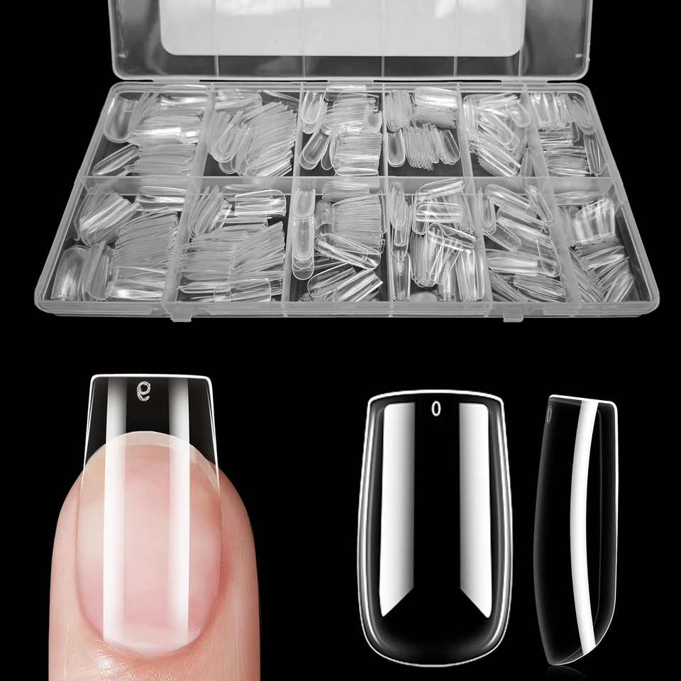 600 piezas de puntas de uñas transparentes, formas variadas, tamaños 10/12, para uñas postizas 6