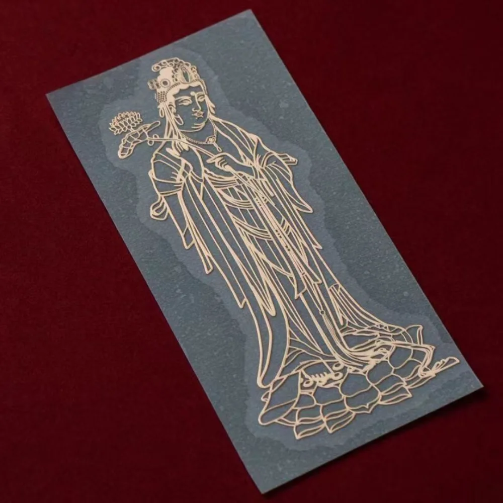 Buddhist Phone Case Stickers Gold Color Buddha Metal Sticker Chinese Mythology Lucky Charm DIY Mobile Phone Decorative Sticker