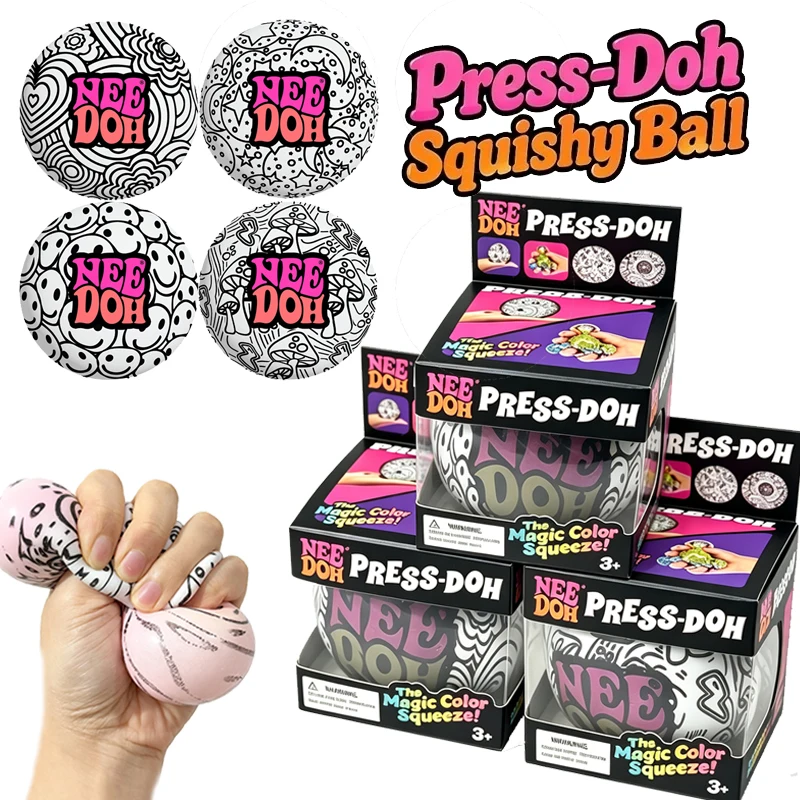 Needoh Press-Doh Magic Color Squeeze Ball Sensory Toy Flour Filled Fast Rebound Emotional Release Portable Pocket Decompress Toy