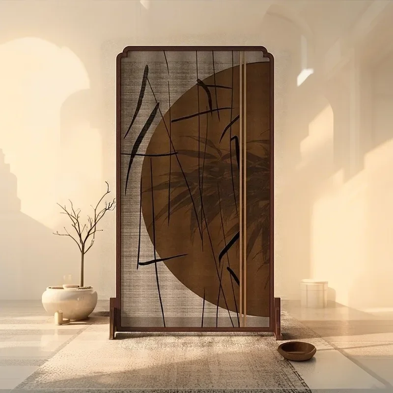 New Chinese Style Solid Wood Screen Partition Living Room Tea Room Entrance Homestay Decoration Chinese Zen Mobile Screen
