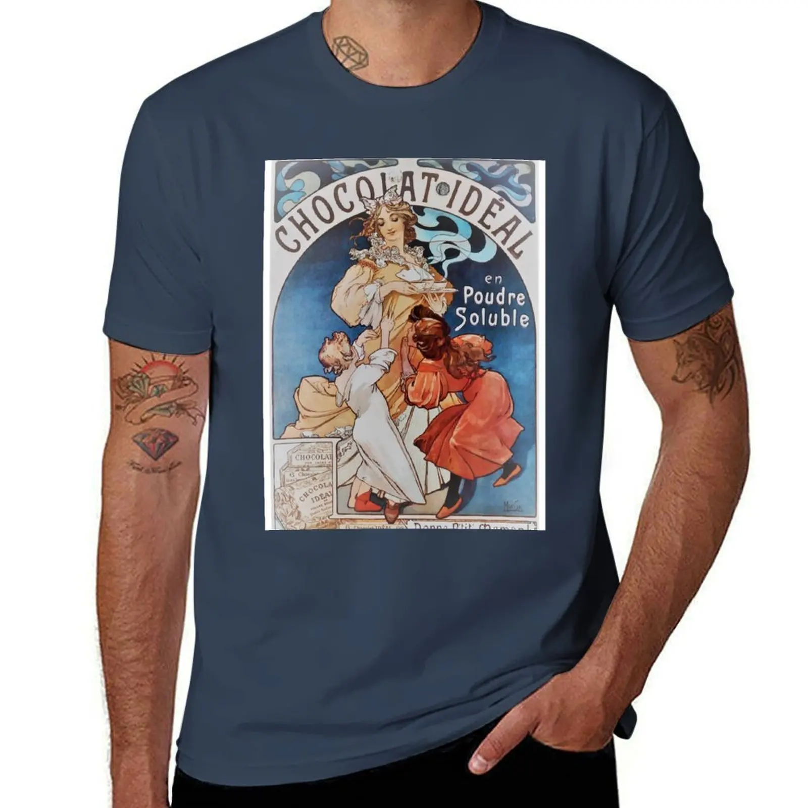 

Vintage Alphonse Mucha - ChocolatIdeal 1897 Art Nouveau T-Shirt Long Lasting Casual T-Shirt