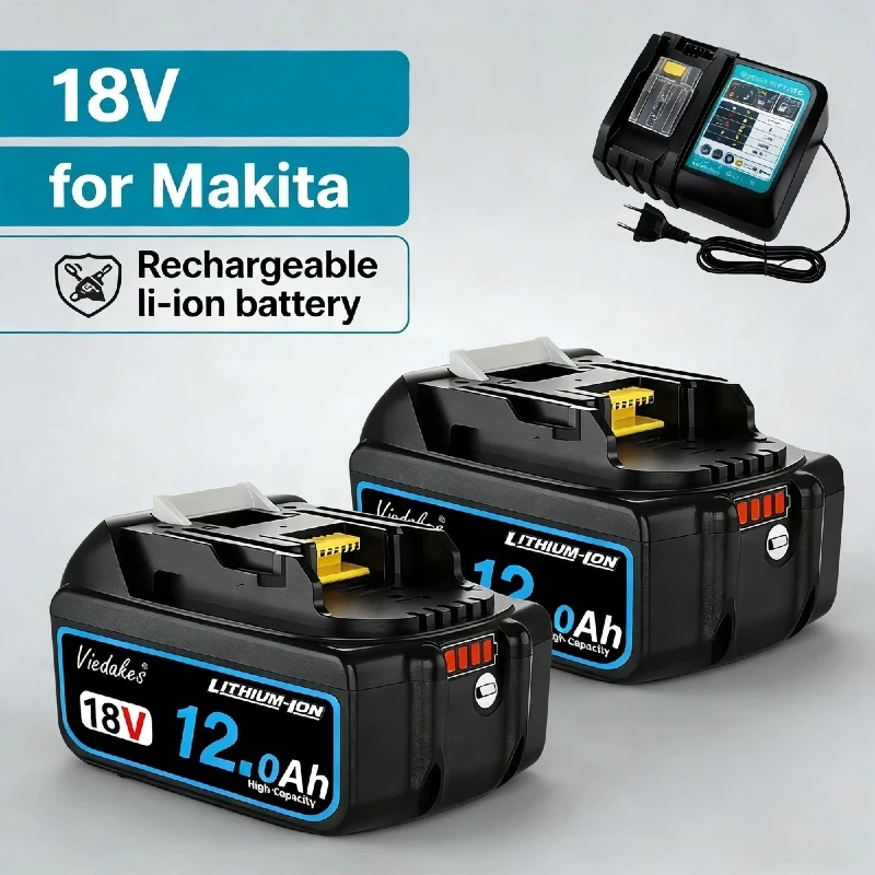100% for Makita 18V Battery, 12.0Ah for Makita Tool Battery BL1860 BL1850 BL1830 for Makita Drill DDF487 DTW700 DGA405