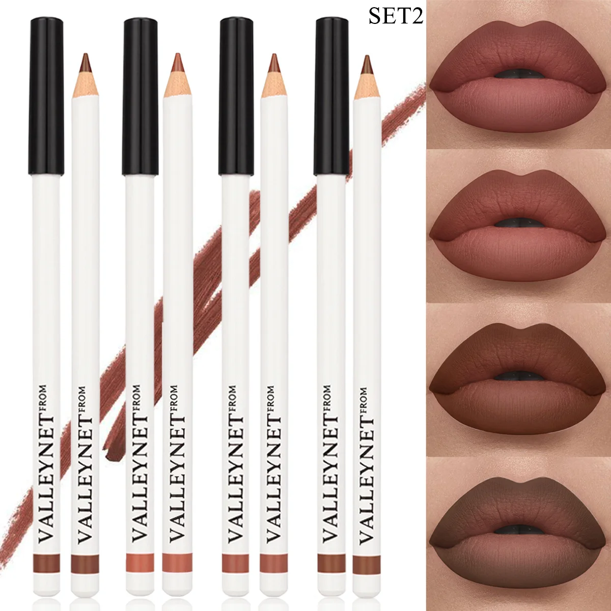 Set di 4 matite per labbra, rossetto, eyeliner 2 in 1 eyeliner per labbra Set di rossetti per labbra impermeabili Set di trucco combinato per labbra da donna