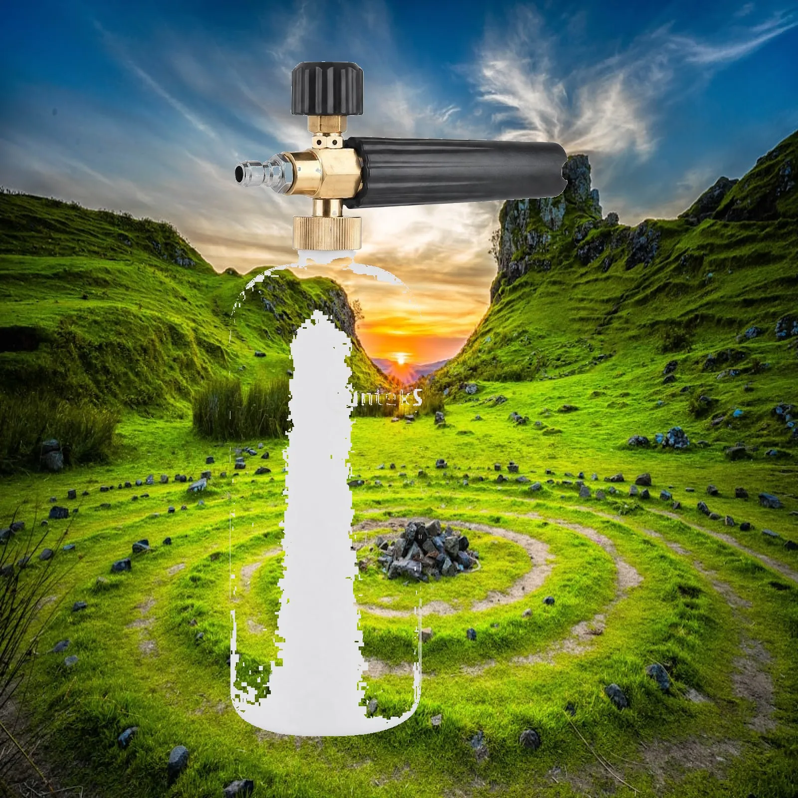 High-Pressure Foam Cannon Multi-Purpose Foam Cannon with Translucent Bottle Cleaning Tool Quick Connect Leak-Proof