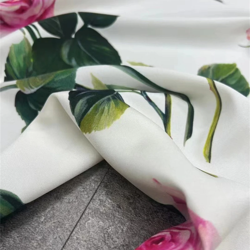 High End Elastic Heavy Duty Crepe Natural Mulberry Silk Fabric Classic Rose Luxury Brand Designer Clothing Dress Shirt Fabrics