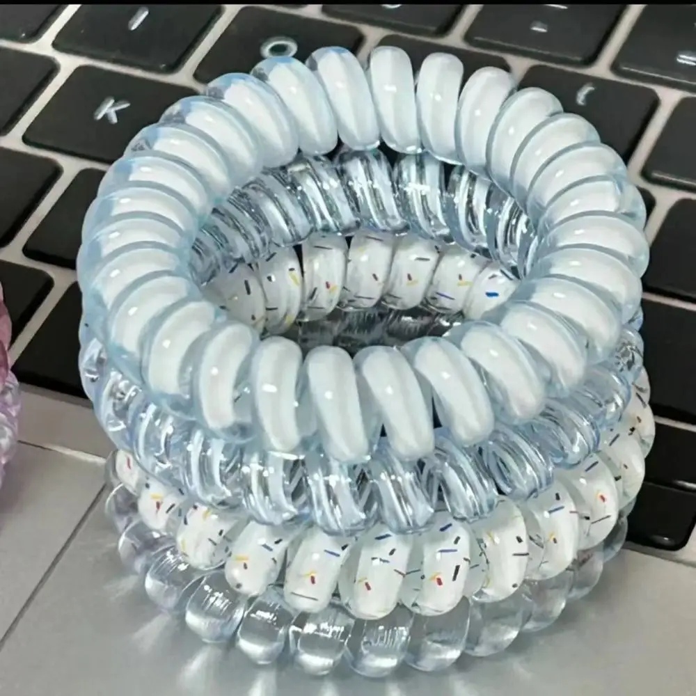Hair Tie Stretch Spiral Cord Hair Ring Headwear Hair Rope Sweet Elastic Hair Tie Scrunchies Colorful Multicolor Telephone Wire