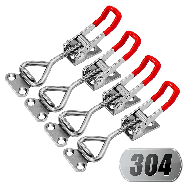 AA63 HOT 4 Confezione Toggle Latch Morsetto 4001 Regolabile In Acciaio Inox 304 Toggle Hasp Chiusure Per Fumatore Coperchio Jig Freezer porta