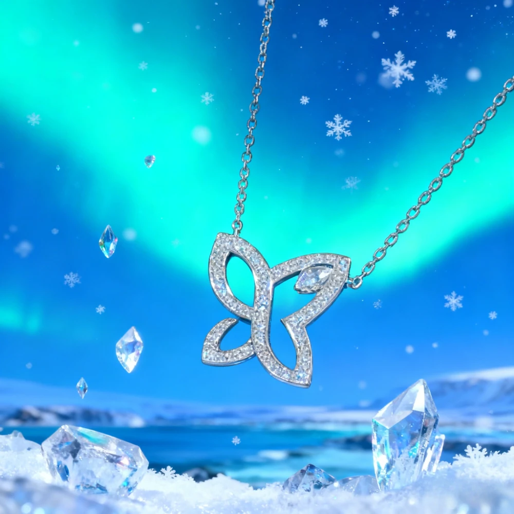 

2025 Trendy Jewelry Hollow Butterfly Marquise Zircon Necklace Micro-Inlaid Full Zircon Exquisite Clover Clavicle Chain