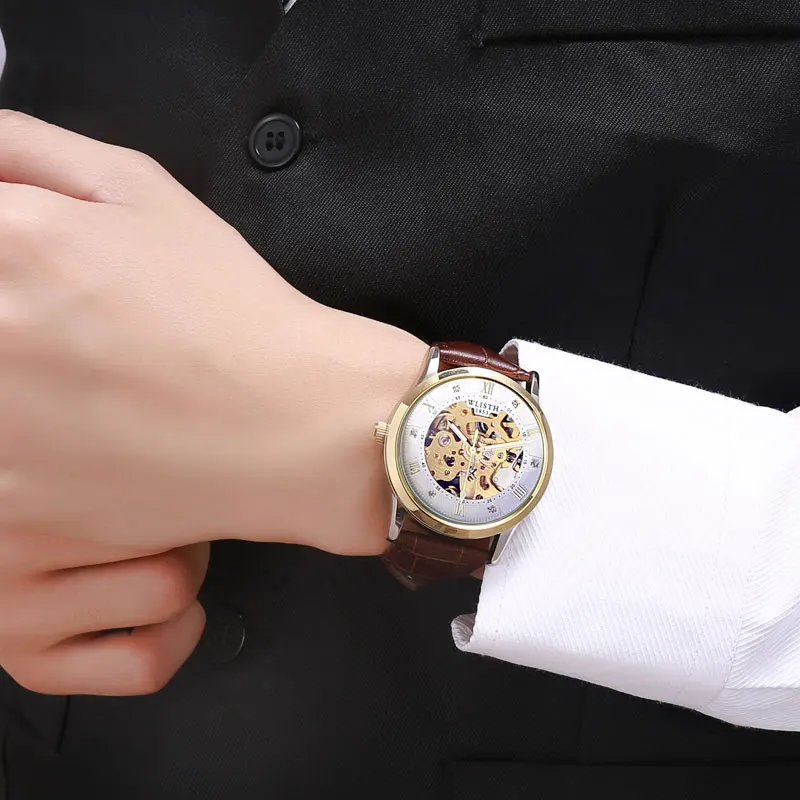 Men Automatic Mechanical Watch Luxury Watches Waterproof Skeleton Business Wholesale Stainless Steel Watch for Man Reloj Hombe