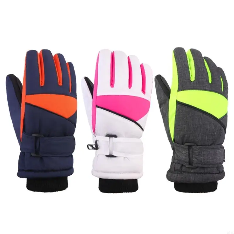 

39BC Детские утепленные зимние перчатки, водонепроницаемые утолщенные манжеты, теплые зимние спортивные варежки для мальчиков и