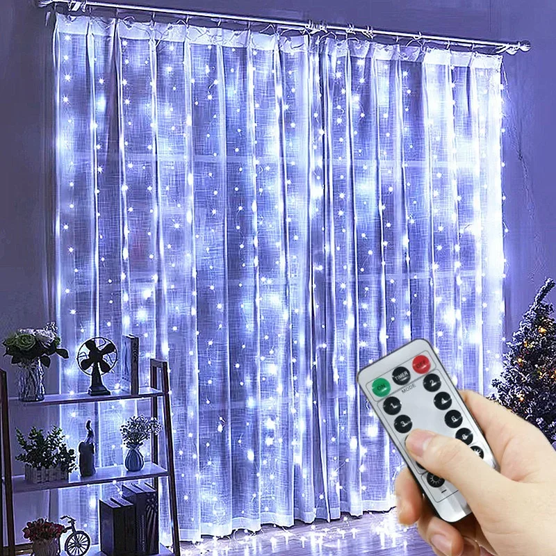 LED Curtain String Lights Party Lights with Remote Control USB Plug-in Holiday Wedding Bedroom Christmas Room Decor Aesthetic