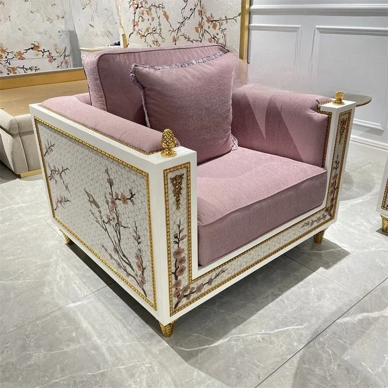 

Французский диван, вилла, неоклассическая придворная мебель, сердцевина цветка персика, диван из массива дерева с инкрустацией ракушками