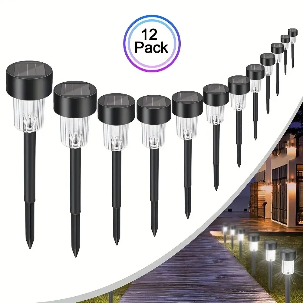 12 Pack Solar Outdoor Lights Solar Garden Light LED Landscape Lighting Waterproof Pathway Lights Decor Walkway Lawn Patio Yard