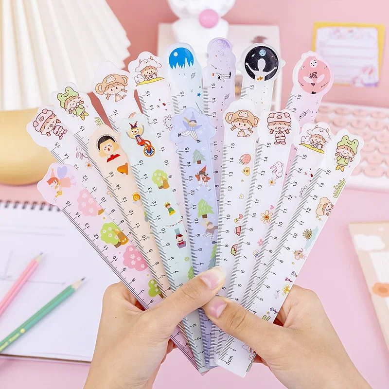 Kawaii Cute Drawing Tool, School Supplies, Student Ruler, Transparent Korean Stationery Accessories