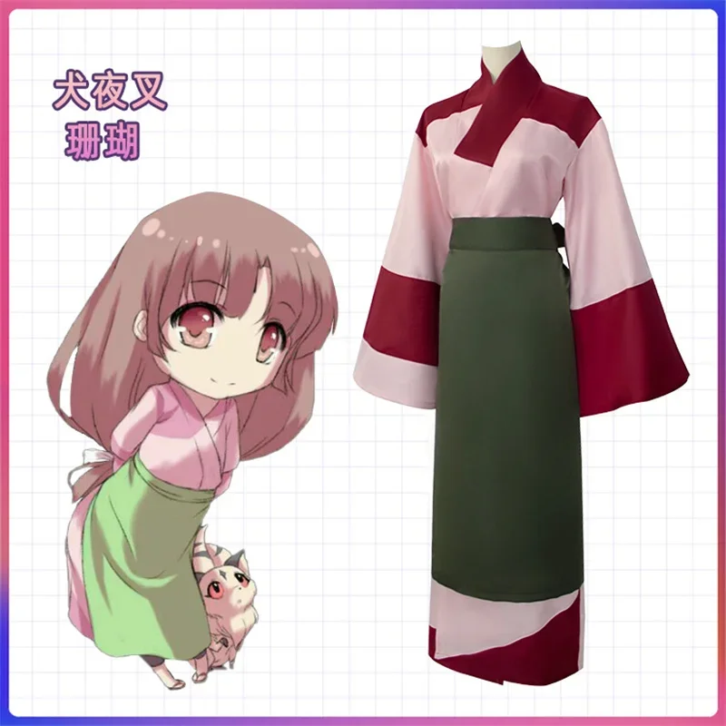 Anime Inuyasha Sango Costume Cosplay Grembiule di Halloween Fodera Uniforme per Uomo Adulto Donna Festa di Carnevale Abito Kimono Giapponese