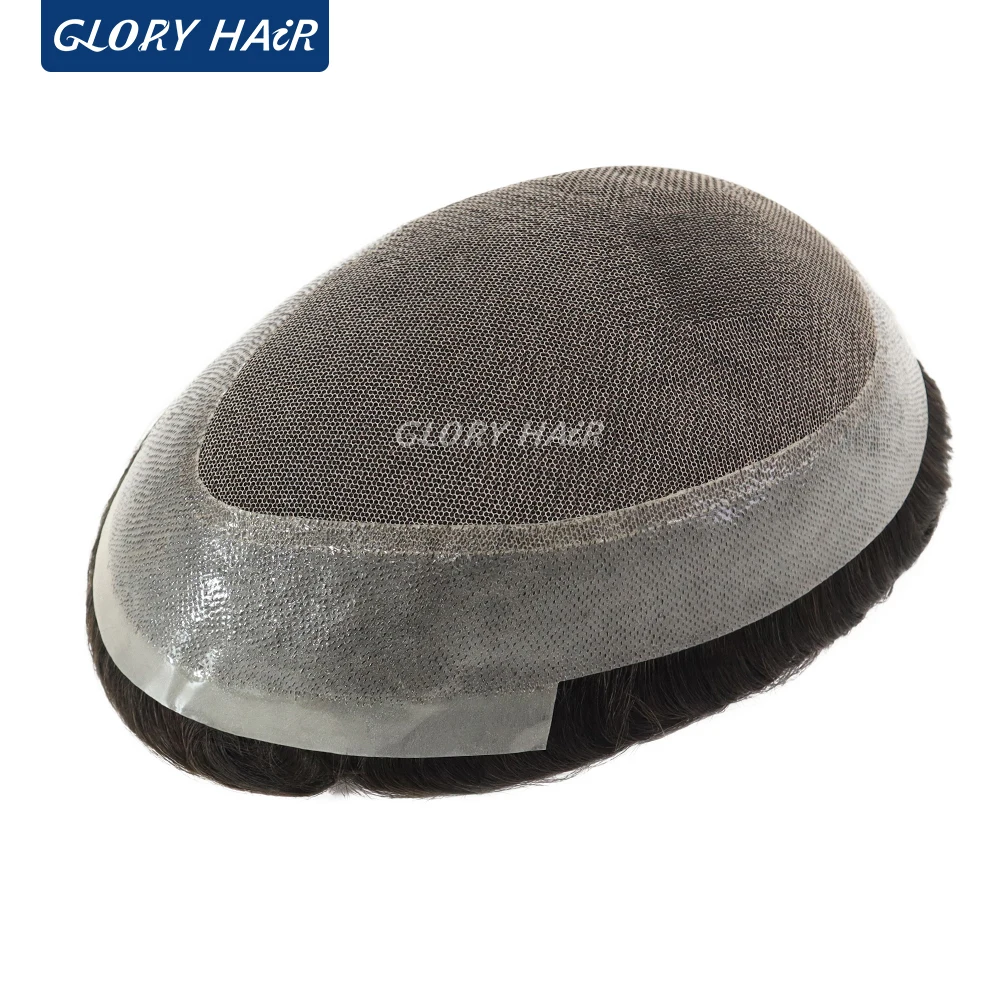 

Мужской парик-система замещения волос из Кореи: 130% плотность, на основе кружевной основы и полиуретана, для мужчин, имитирующий естественные волосы.