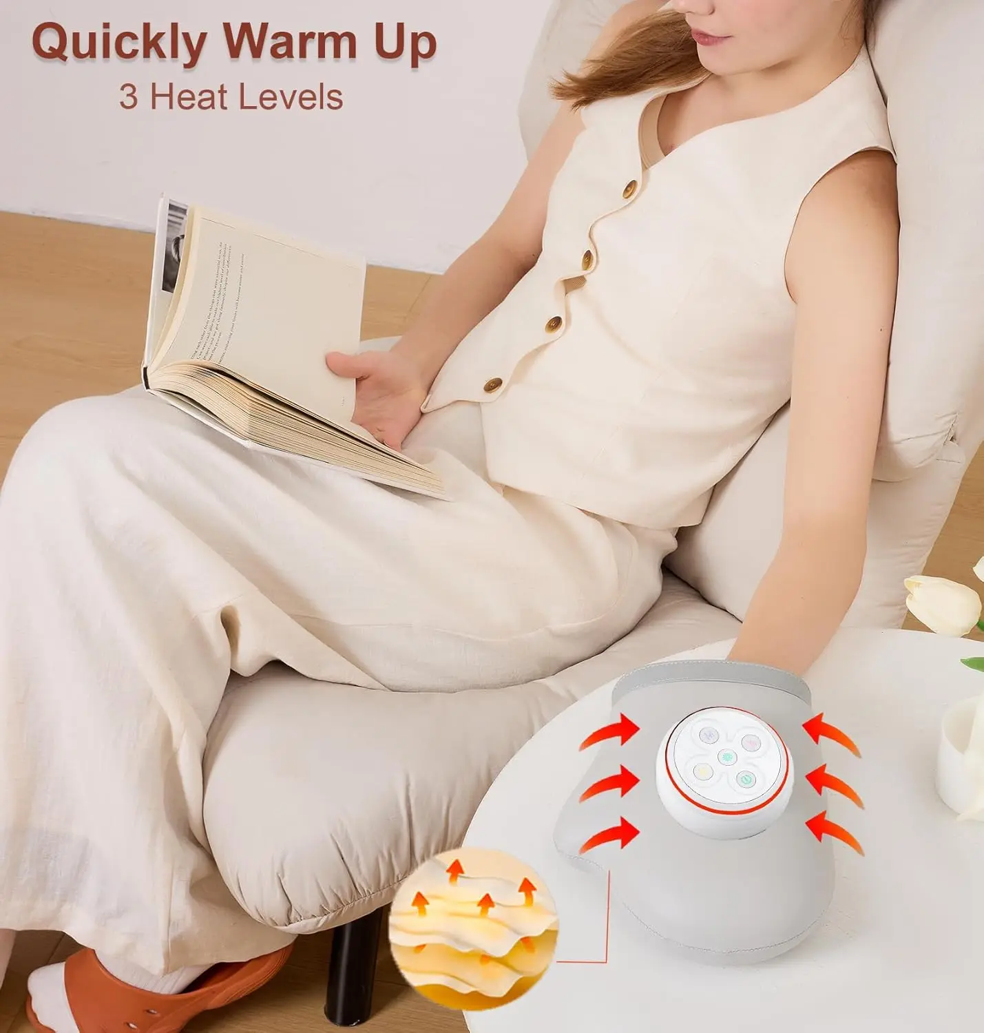 Hand Massager with Heat and Compression, Cordless Hand Massager for Arthritis and Carpal Tunnel, Finger and Palm Massage Machine