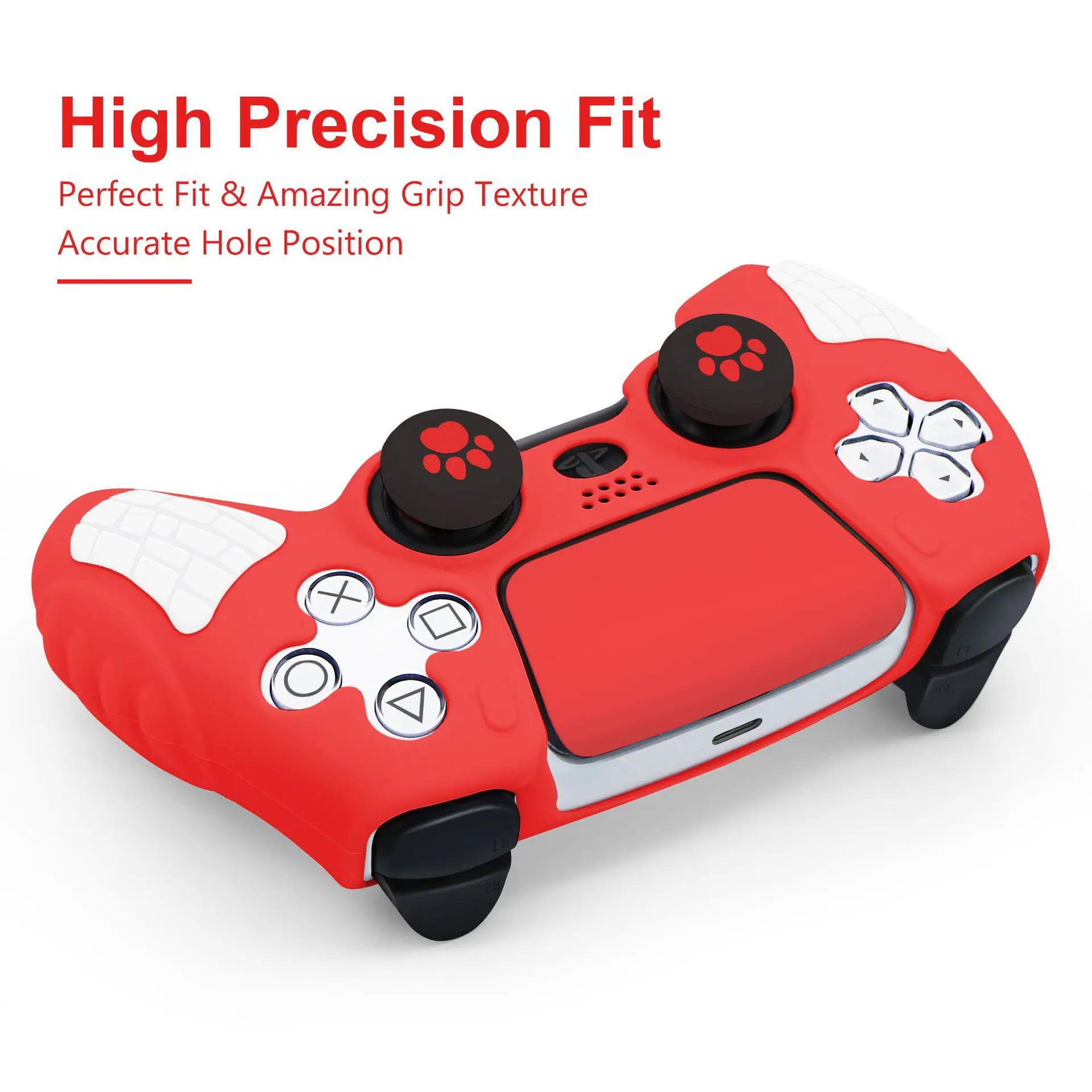 

Anti-Slip Silicone Cover Case Skin for PS5 Dual Sense Controller with Thumb Grip Caps Joystick Protectors and Cover Wrap Sticker