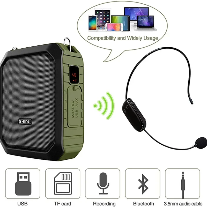 M800 18W Portable PA Speaker Rechargeable Headset Wireless Microphone Waterproof Voice Amplifier for Teacher Public Speech