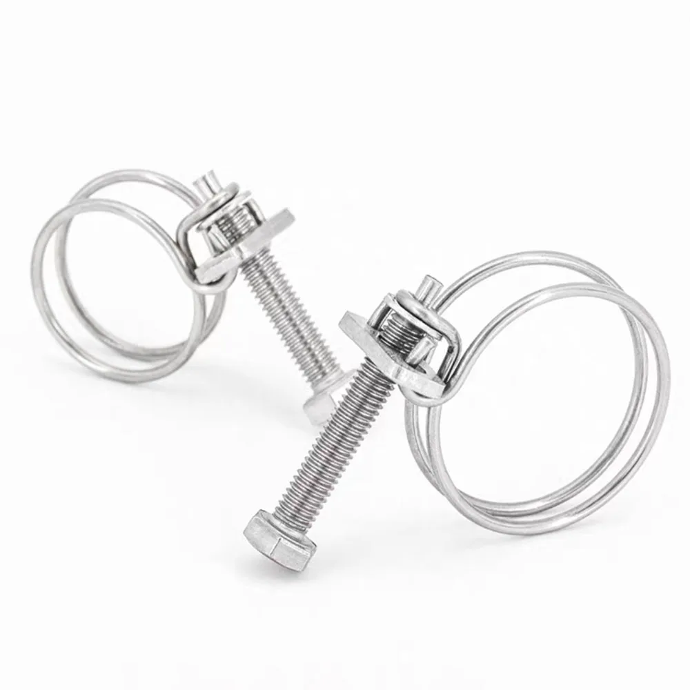 304 Stainless Steel Adjustable Double Wire Throat Hoop  Strong Fixed Clip, UPVC Water Vent Hose Clamp