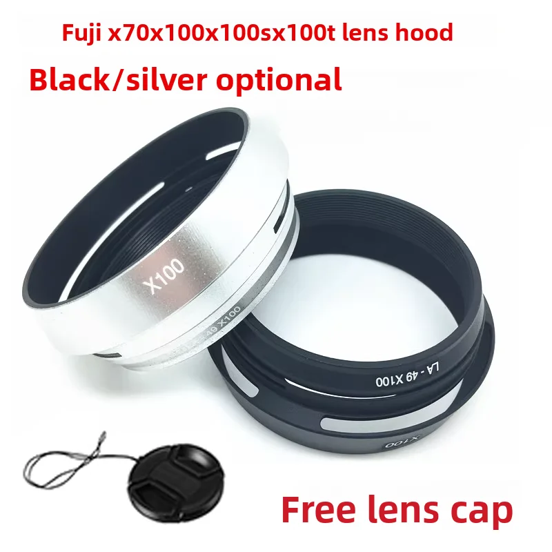 

for Fujifilm X100V X70X100FX100SX100T camera lens hood with adapter ring, 49mm filter, cover, repair parts