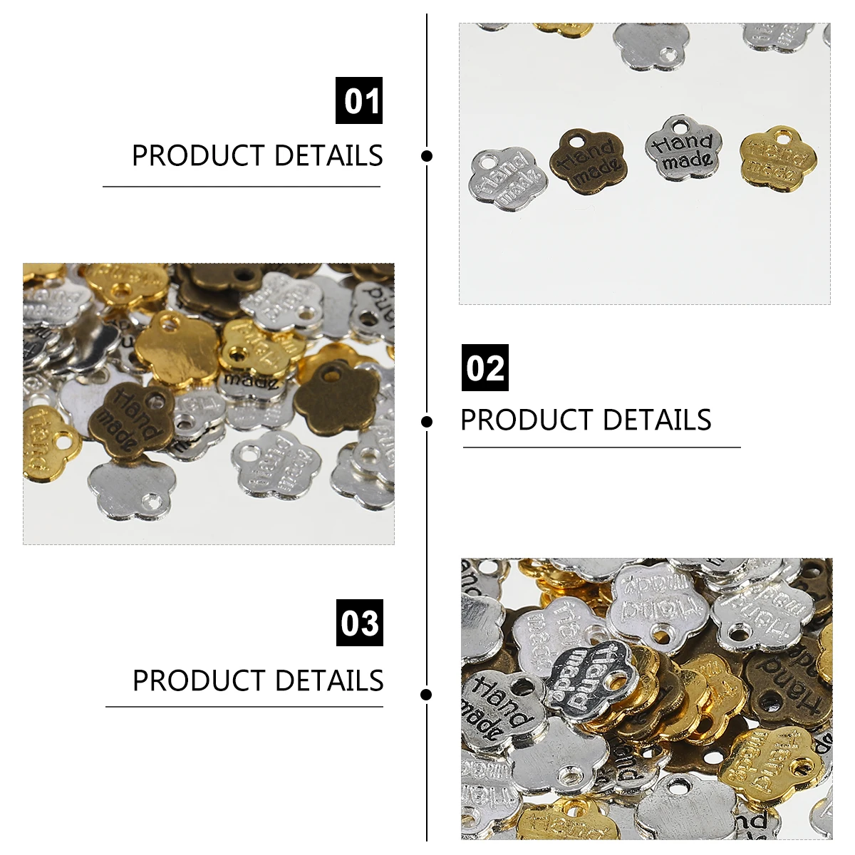 

200 Pcs Alloy Charms H Made DIY Jewelry Pendant Accessories Mixed Color Creative Pendants For Making Craft Supplies