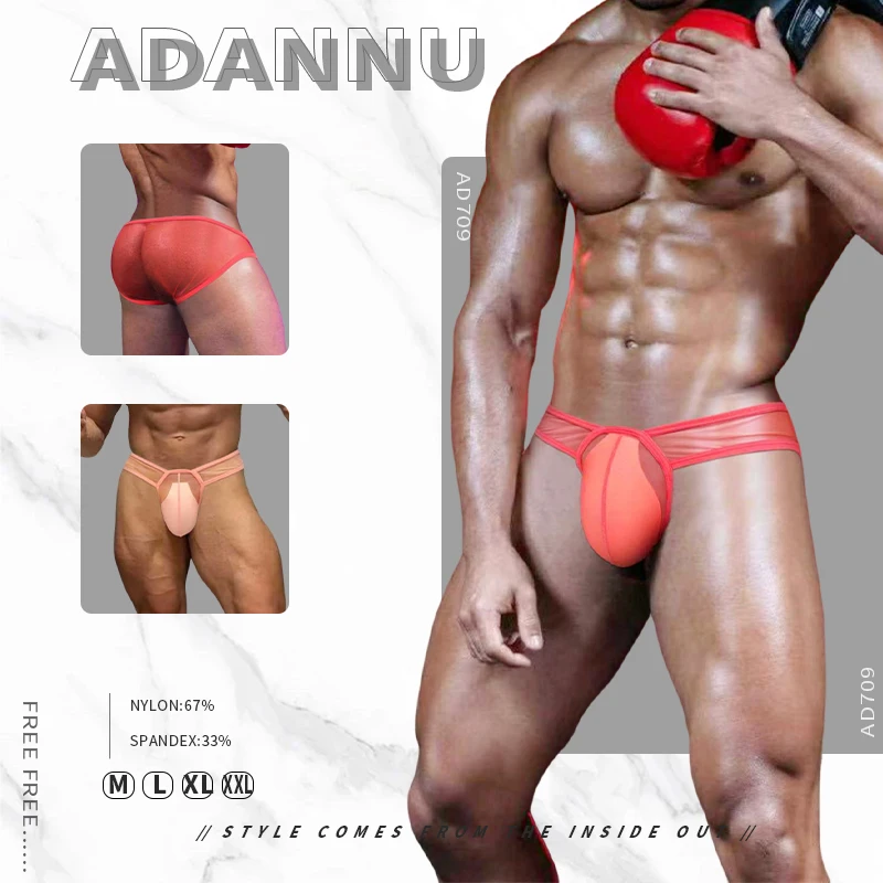 1 SZT. ADANNU Męskie Slipki Bielizna Seksowne Męskie Majtki Bikini U Convex Modne Oddychające Niskie w Pasie Męskie Figi Sissy Cueca
