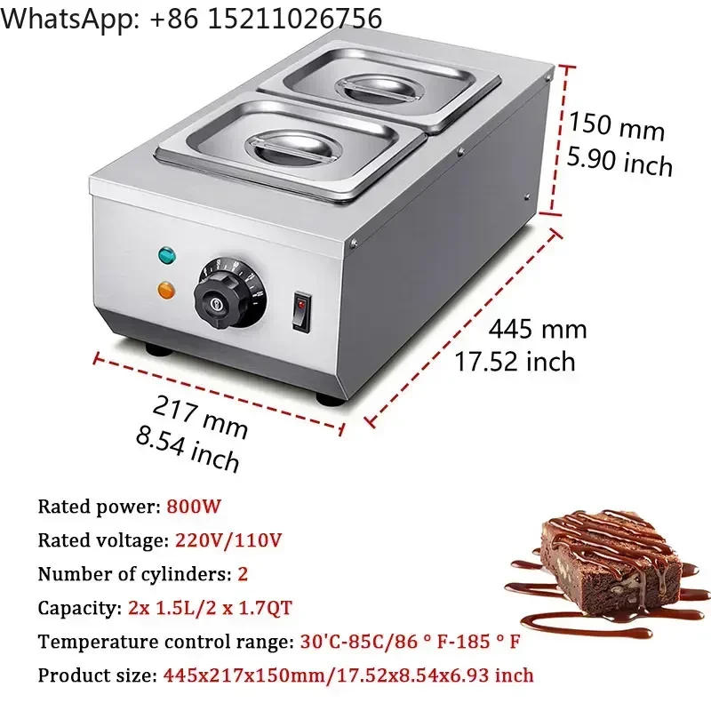 Electric Chocolate Cheese Melting Machine Heater Commercial Double Hot Pot Fountain Boiler Dipping Cylinder Melter Pan Warmer