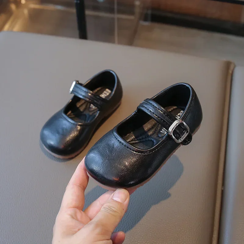 Autumn New Girls' PU Leather Fashion Shoes Children's Princess Soft Sole Lightweight Baby School Student Loafer Shoes