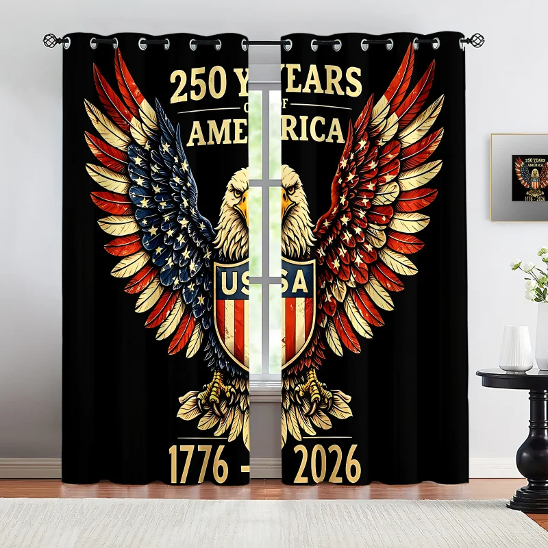 250 Years of America 1776-2026 USA Bald Eagle Curtains Thermal Insulated Drapes for Bedroom Living Room Decor Light Blocking