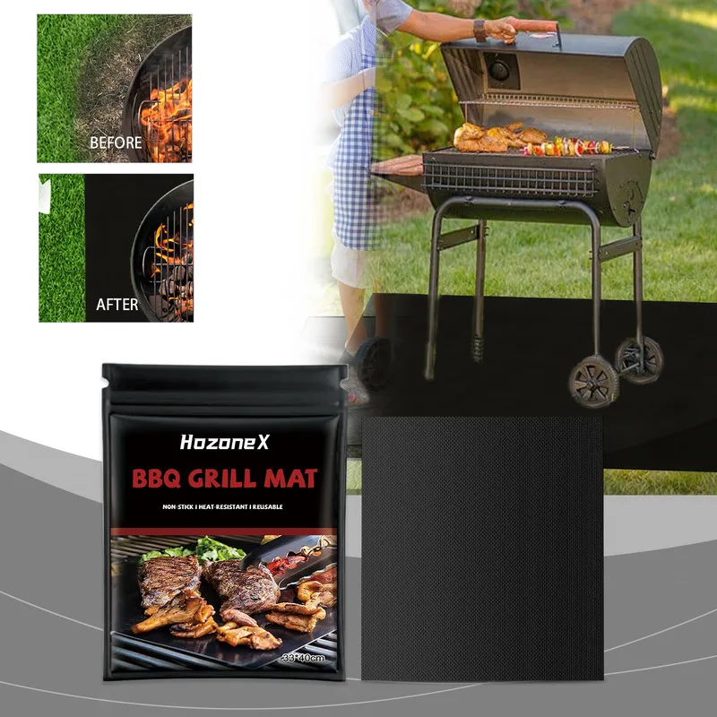 

Легко очищаемый коврик для барбекю с антипригарным покрытием, устойчивый к высоким температурам грязи для наружного гриля, легко чистящийся коврик для гриля на открытом воздухе