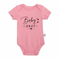 Combinaison Bébé 2027 pour Annonce de Grossesse, Imprimé Cœur, Manches Courtes, Grenouillère en Coton pour Nouveau-né, Tenue Révélatrice de Sexe 5