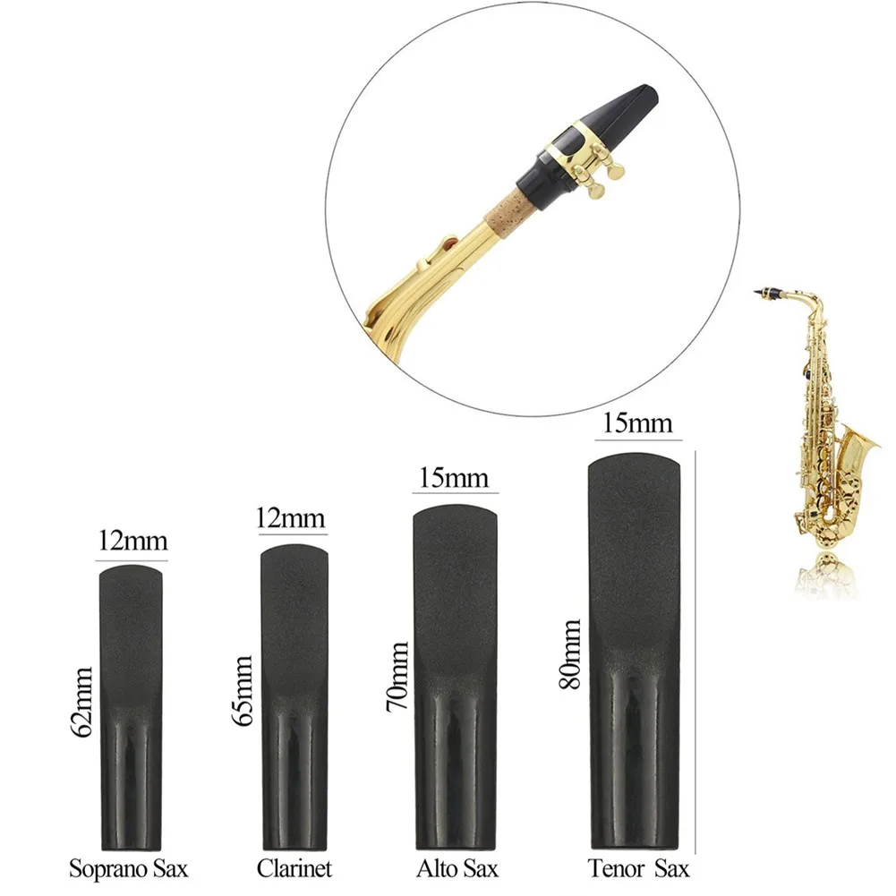 Palhetas de saxofone força 2.5 pretas para alto tenor soprano clarinete plástico substituição resina sax palhetas reposição prático
