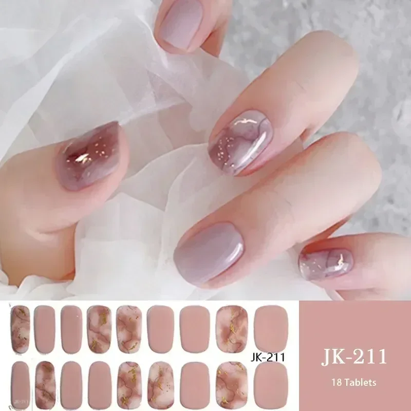 1Sheet Semi-Cured Gel Nail Strips Patch Sliders Adhesive Waterproof Long Lasting Full Cover Gel Nail Stcikers UV Lamp Need