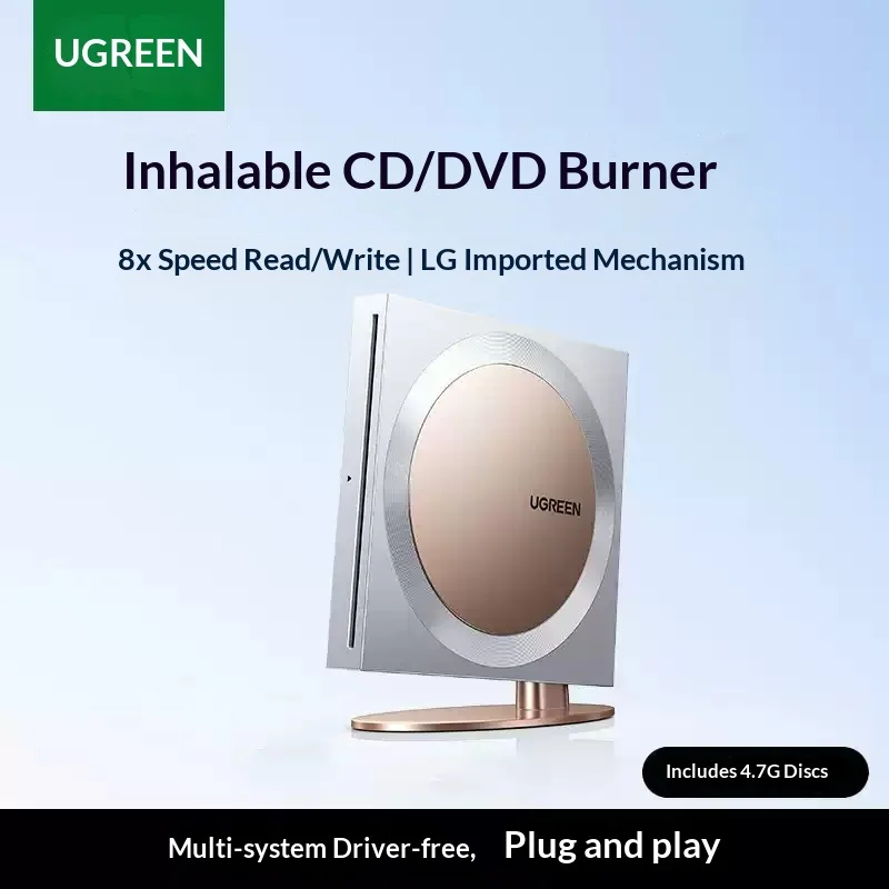 UGREEN CM869 75507 External USB Type-C CD DVD Drive Slot-Loading Reader Writer for Laptop Desktop