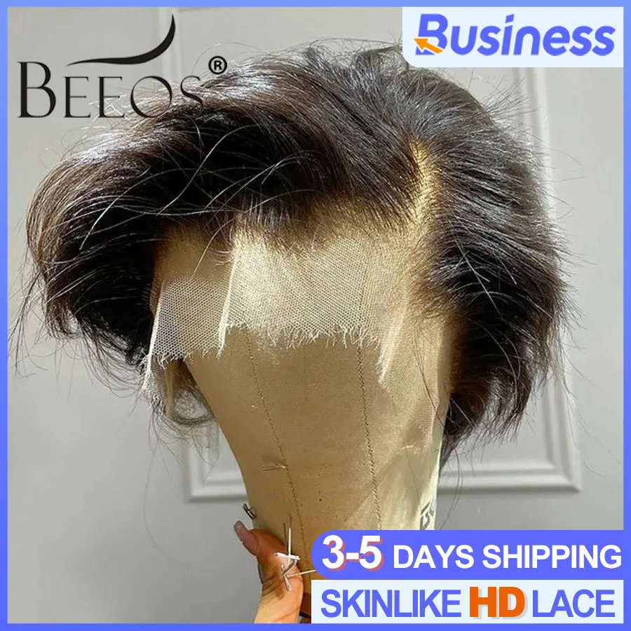 

BEEOS Skinlike 13x4 HD Lace Front Human Hair Wigs Pre plucked Short Pixie Cut Wig Brazilian Hair Wigs For Women Melting Skins