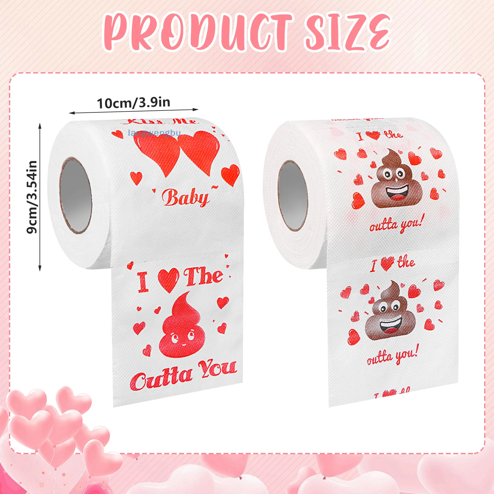 Kklolai 2 Rolls Valentines Day Toilet Paper Novelty Funny Toilet Roll For Him Her Men Women Husband Wife Birthday Presents On Va