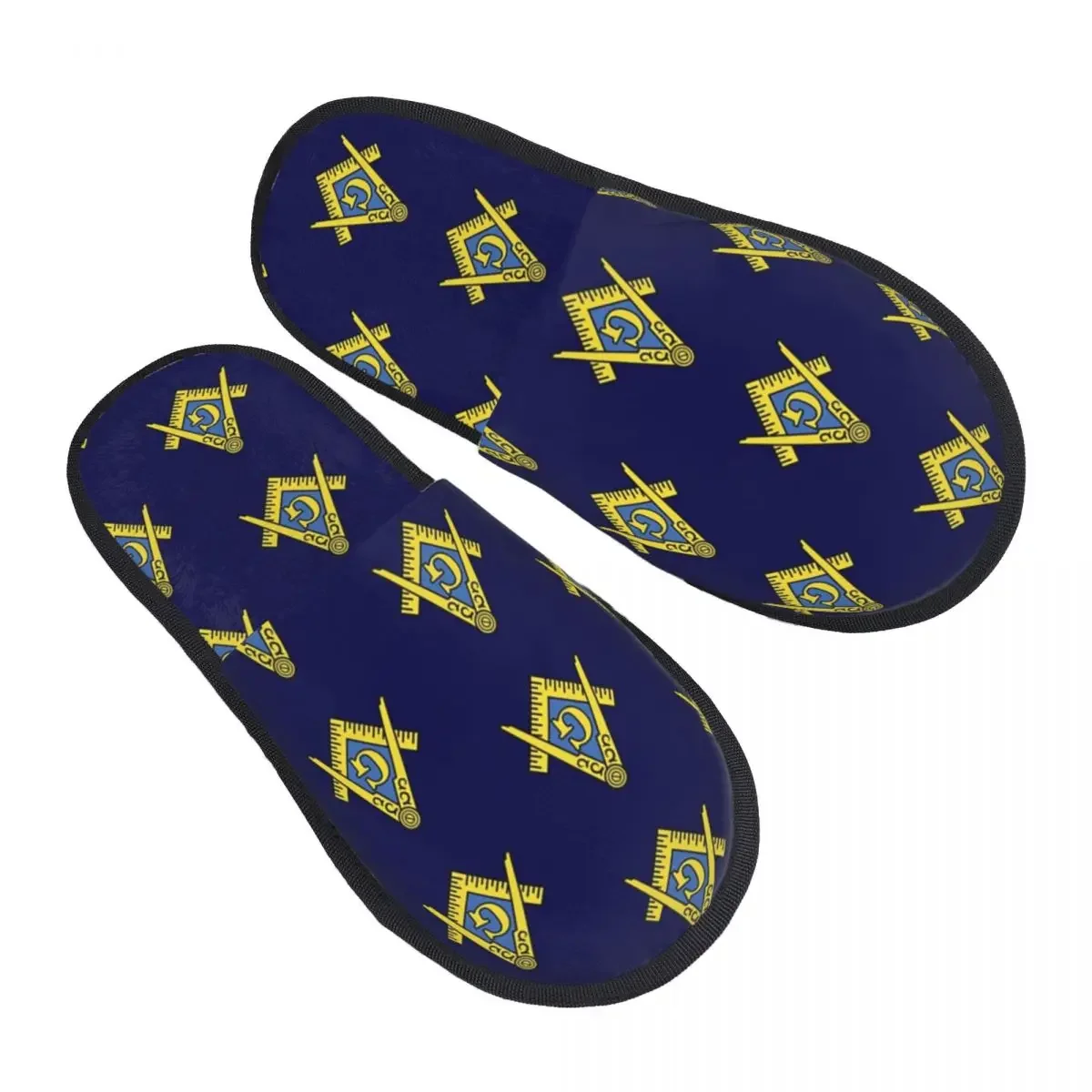 Custom Freemason Pattern Classic Square And Compass Masonic House Slippers Women Cozy Memory Foam Slip On Hotel Slipper Shoes