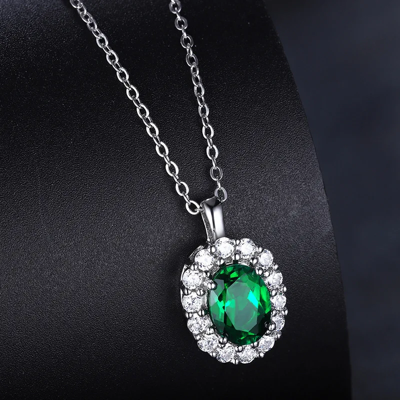 2022 new fashion women\'s emerald stone pendant necklace earrings set female all-match jewelry wholesale