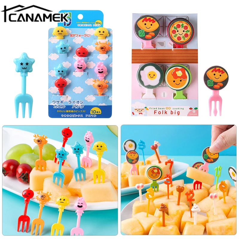 

3-24pcs Cute Mini Cartoon Fruit Fork For Children Snack Cake Dessert Pick Toothpick Bento Lunches Party Decoration