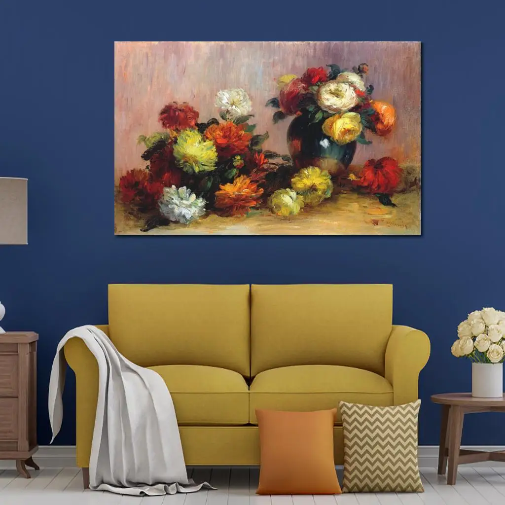 Imagem -06 - Arte da Lona Bouquets de Flores Pierre Auguste Renoir Pintura à Mão Pintura Colorida Ainda Vida Arte Alta Qualidade Decoração Casa